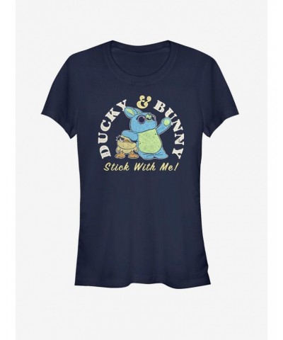 Disney Pixar Toy Story 4 Ducky And Bunny Brand Girls Navy Blue T-Shirt $8.02 T-Shirts