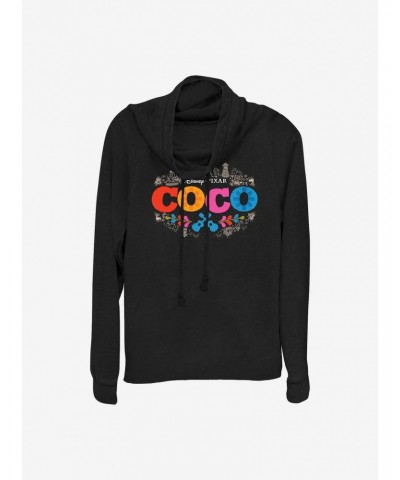 Disney Pixar Coco Artistic Logo Cowlneck Long-Sleeve Girls Top $13.83 Tops