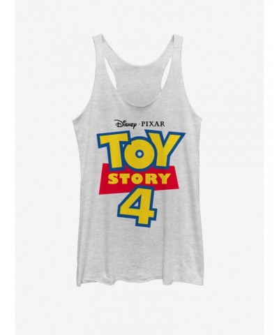 Disney Pixar Toy Story 4 Full Color Logo Girls White Heathered Tank Top $6.35 Tops