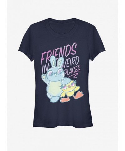 Disney Pixar Toy Story 4 Friends Sketch Girls Navy Blue T-Shirt $6.62 T-Shirts