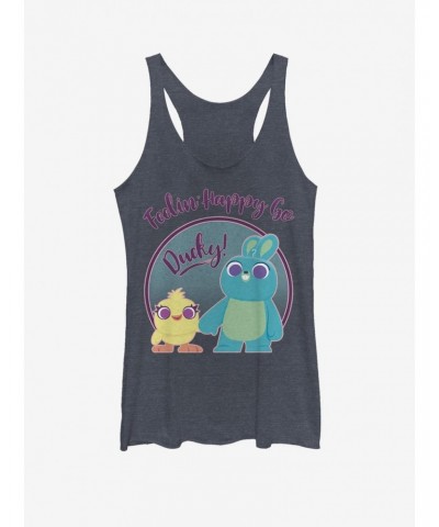 Disney Pixar Toy Story 4 Ducky Bunny Pastel Girls Navy Blue Heathered Tank Top $6.71 Tops